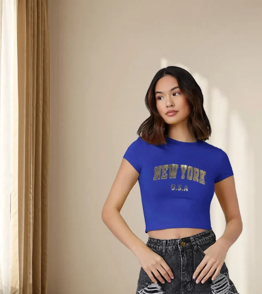 SprintFit Blue Cotton Crop